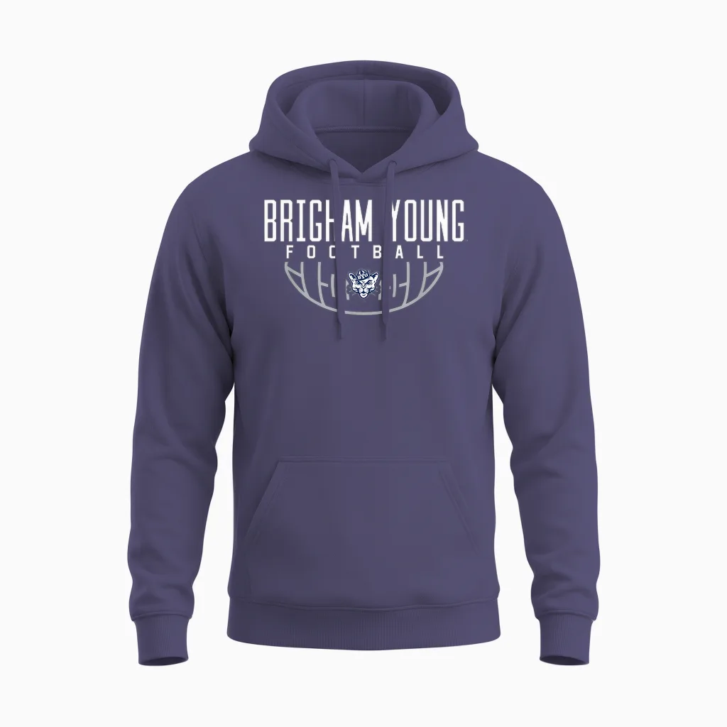 Byu Cougars Football Arch Unisex Hoodie in Heather Sport Dark Navy