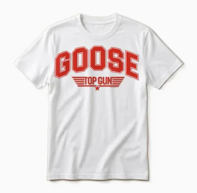 Top Gun Goose Varsity T-Shirt, Black, S Unisex T-Shirt - White