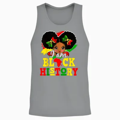 I Am Black History Month Cute Messy Bun Girl Unisex Tank Top - Sport Grey