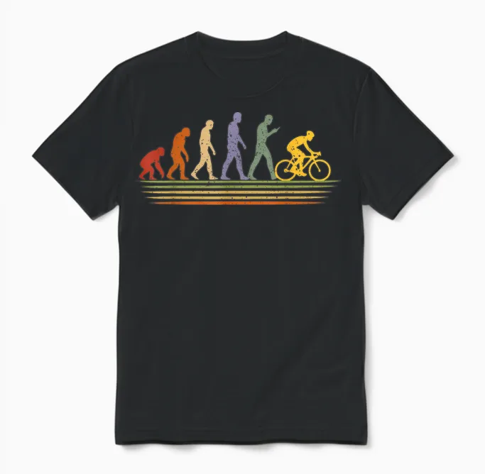 Evolution Bicycle Funny Bike Motif for Cyclists Unisex T-Shirt in Black