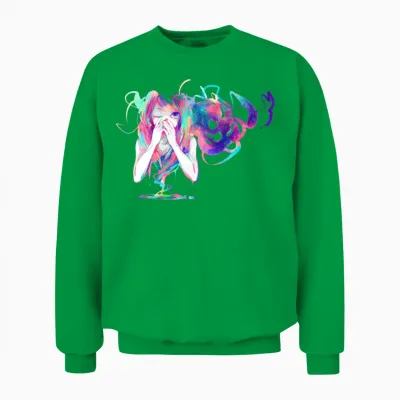 Anime Girl Unisex Sweatshirt - Irish Green