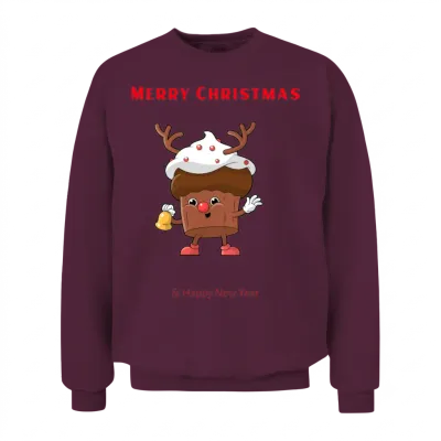 Reindeer Cupcake Christmas Cheer Unisex Sweatshirt - Maroon