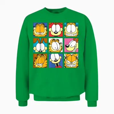 Garfield - Odie All Faces Classic T-Shirt, Black, S Unisex Sweatshirt - Irish Green