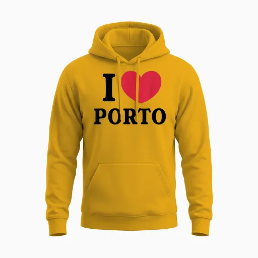 I Love Porto T-Shirt, White, S Unisex Hoodie - Gold