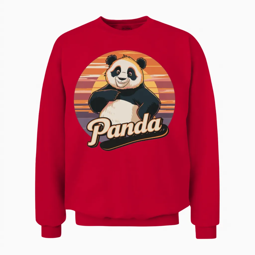 Funny Panda Retro Vintage Unisex Sweatshirt - Red