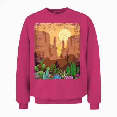 Desert Retro Western Cactus Unisex Sweatshirt - Heliconia