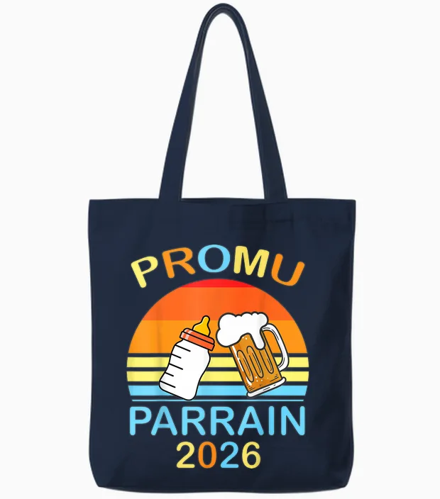 Promoted Godfather 2026 Bottle Pint Beer Gift Christening Tote Bags in Navy