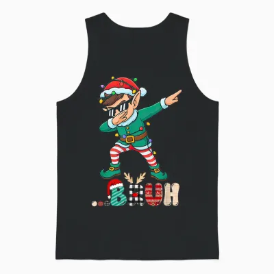 Bruh Dabbing Elf Funny Kids Boys Mens Christmas Matching Unisex Tank Top - Black