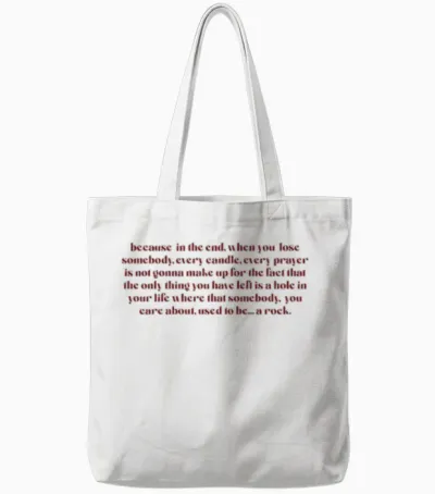 Damon Quote Tote Bags - White