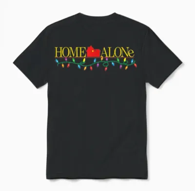 Home Alone Christmas Logo with String of Colorful Lights Unisex T-Shirt - Black
