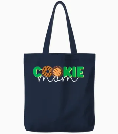 Cookie Mom Cookie Dealer Scout for Women Funny Scouting Mom Tote Bags - Navy