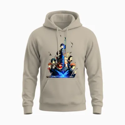 Persona 30th Anniversary Key Art (white Logo) Atlus Unisex Hoodie - Sand
