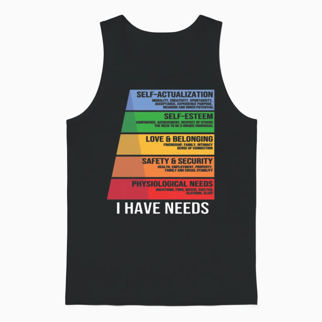 Funny Psychology Psychologist Hierarchy of Needs Unisex Tank Top in Black