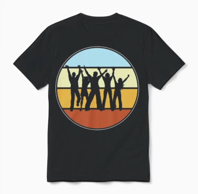 Dancing Retro Unisex T-Shirt in Black