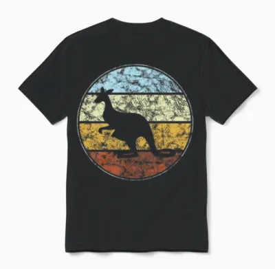Kangaroo Retro Unisex T-Shirt - Black
