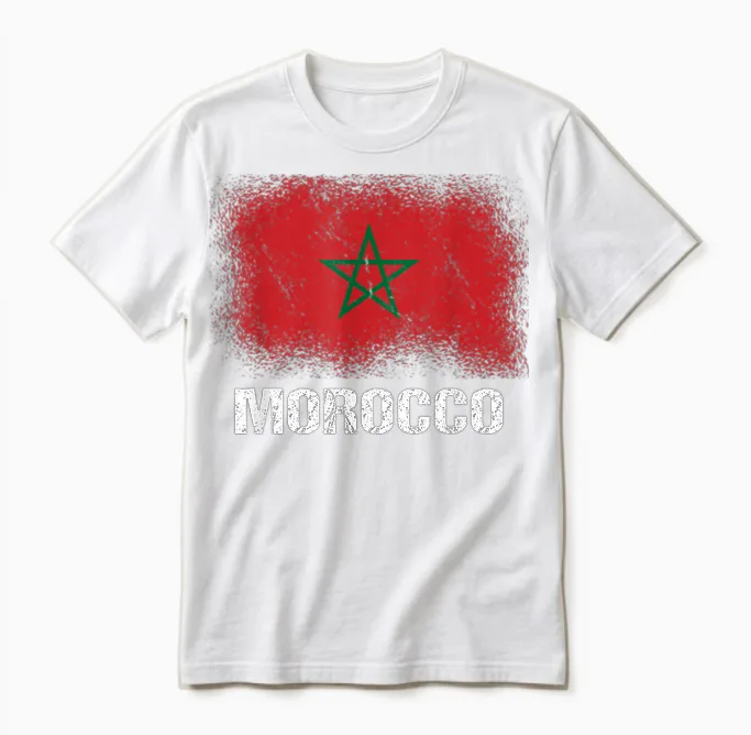Marokkanische Flagge Marokko Unisex T-Shirt in White