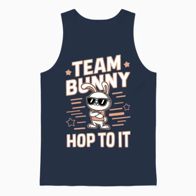 Team Bunny Hop to It Funny Rabbit Unisex Tank Top - Navy