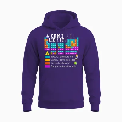 Funny Kids Can I Lick It Periodic Table Unisex Hoodie - Purple