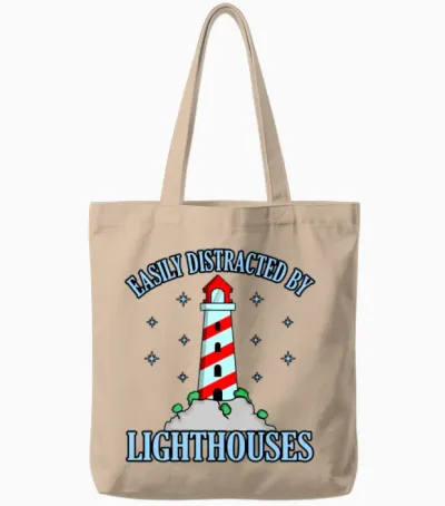 Funny Lighthouse Gift Tote Bags - Natural