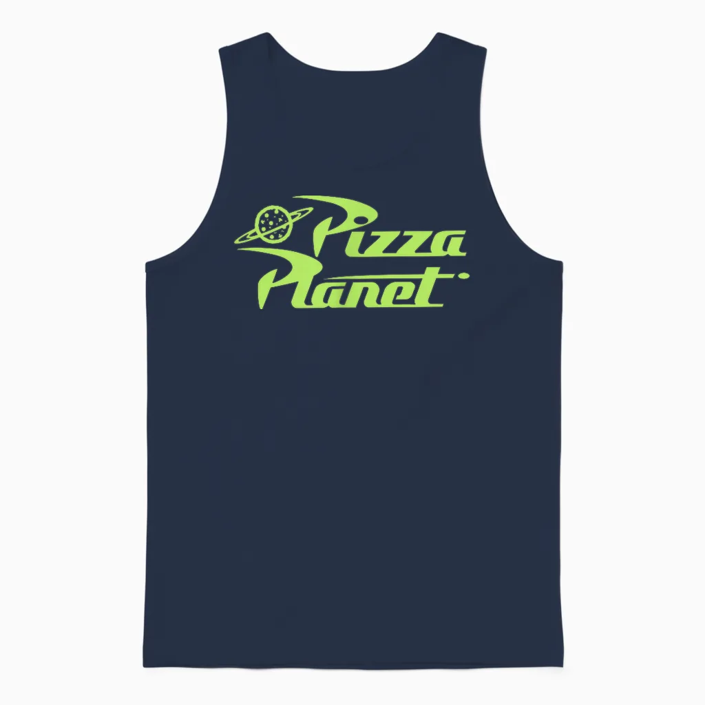 Disney Pixar Toy Story Pizza Planet Aliens Vintage Unisex Tank Top in Navy