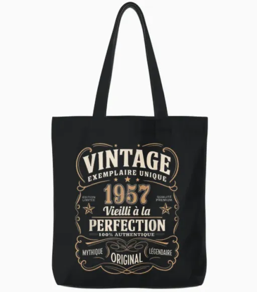68 Years Man 1957 Birthday T Shirt 68 Years Man 1957 T-Shirt, Black, S Tote Bags - Black