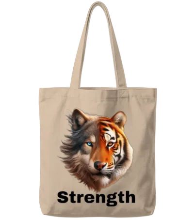Tiger/wolf Strength Tote Bags - Natural