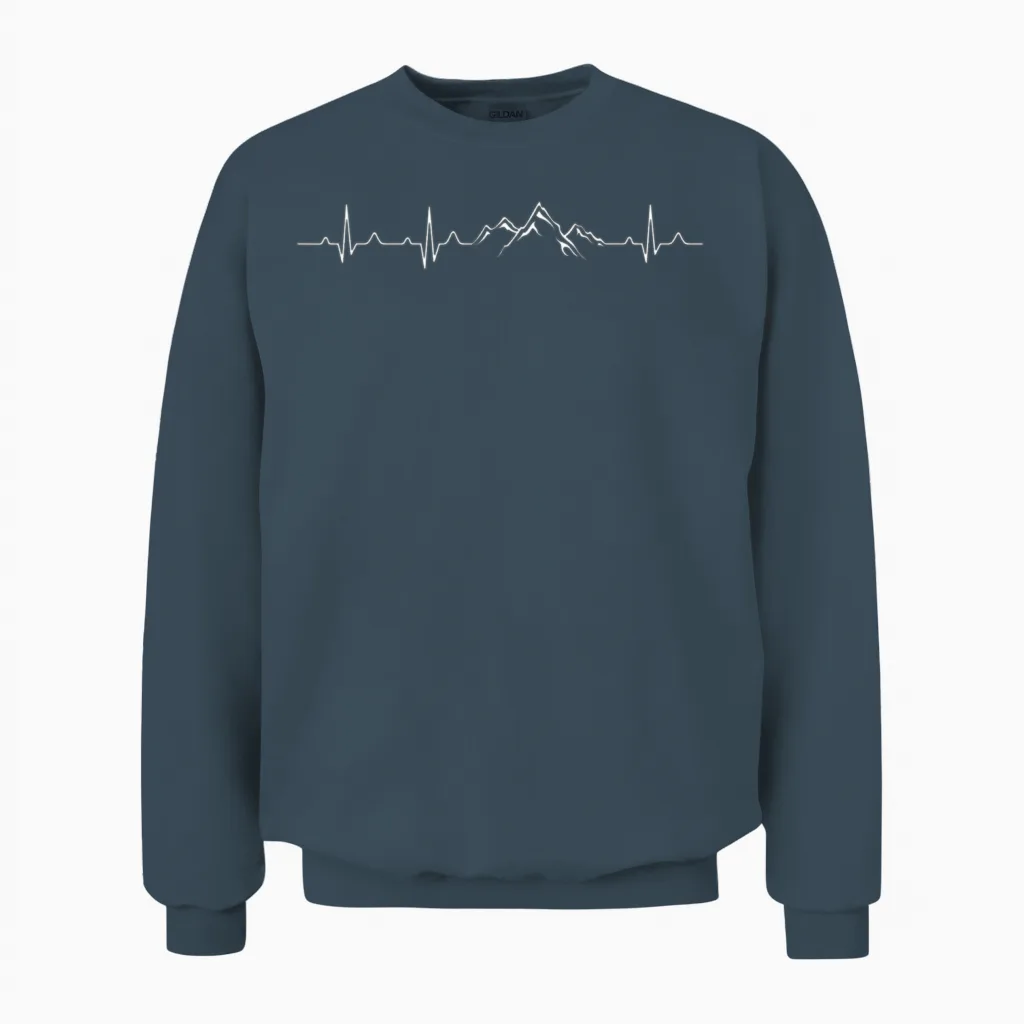 Hiking Heartbeat Mountains - & Outdoors Unisex Sweatshirt in Dark Heather