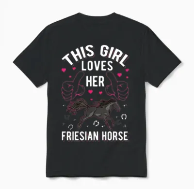 Friesian Horse Girl Unisex T-Shirt - Black