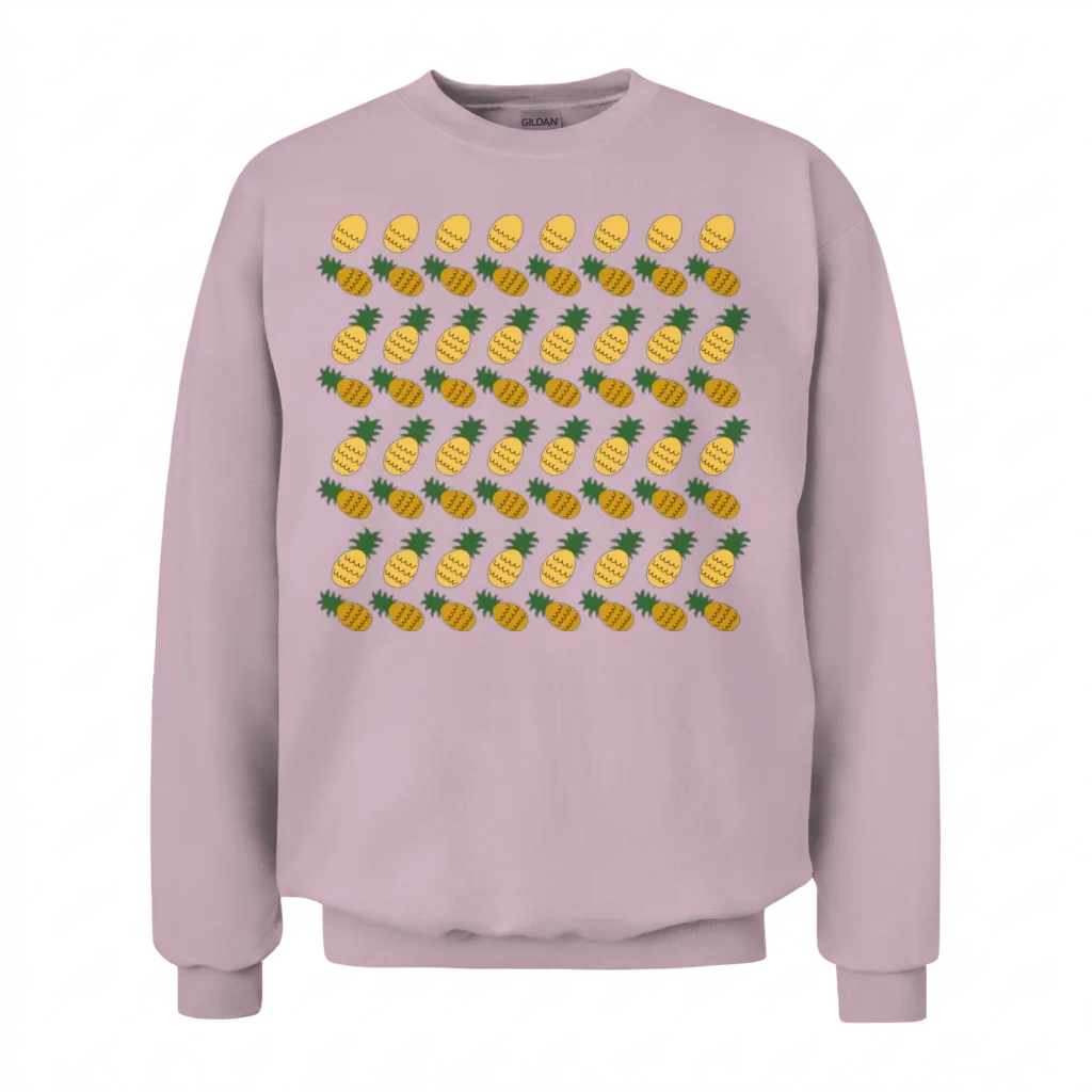 Yellow Retro Ananases Pattern Unisex Sweatshirt - Light Pink