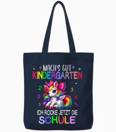 Kinder Ich Rocke Jetzt Die Schule Kita Abgänger Schulanfang Einhorn Tote Bags - Navy
