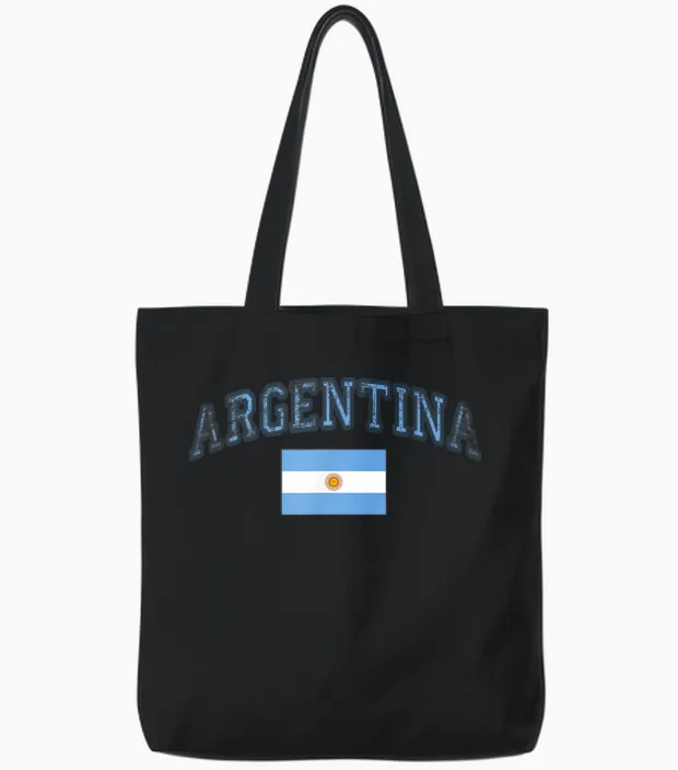 Argentina Flag Vintage Men Women Tote Bags in Black