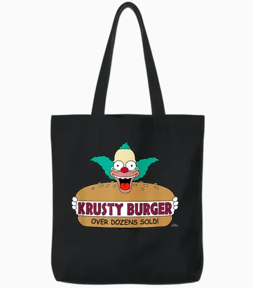 The Simpsons Krusty the Clown Burger Tote Bags in Black