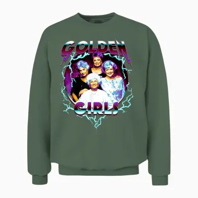 The Golden Girls Iconic 80s Metal Vibes Group Shot Portrait T-Shirt, Black Unisex Sweatshirt - Military Green