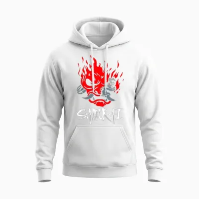 Dämon Oni Noh Maske ästhetik Japanische Grafiken Samurai Unisex Hoodie - White