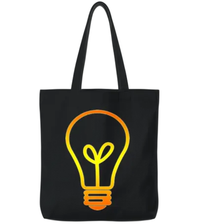 Light Bulb Tote Bags - Black