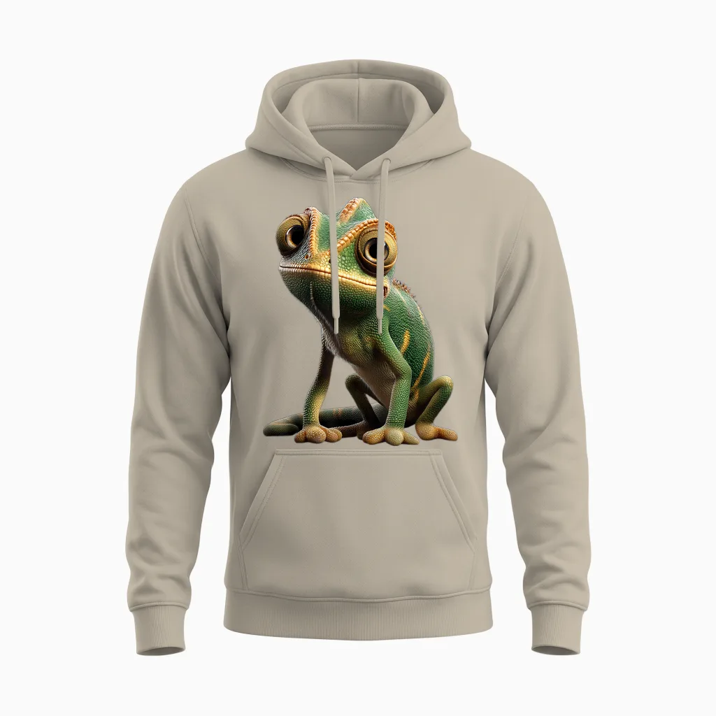 Chameleon Lizard Reptile Chameleon Iguana Chameleon Unisex Hoodie in Sand