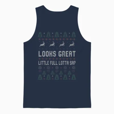 Looks Great Little Full Lotta Sap Ugly Christmas Unisex Tank Top - Navy