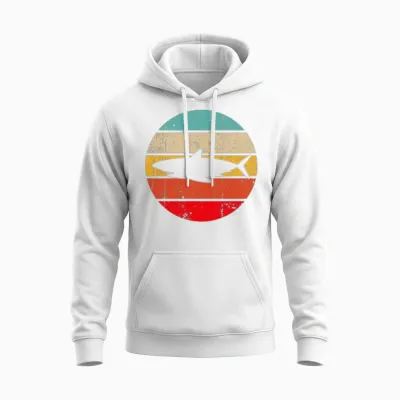 Shark Retro Unisex Hoodie - White