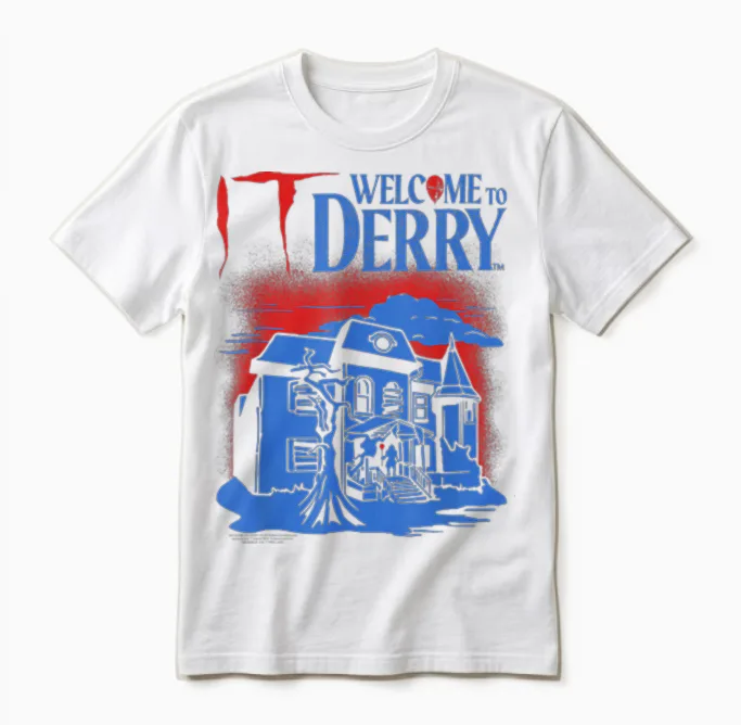 It: Welcome to Derry Haunted House with Logo Horror Tv Show Unisex T-Shirt in White