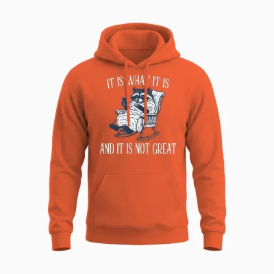 It Is What It Is and It Is Not Great Funny Raccoon Unisex Hoodie - Orange
