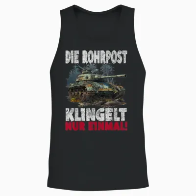 T-Shirt with German Tiger Design with German Text "die Rohrpost Klingelt Nur Einmal German Tiger, Black Unisex Tank Top - Black