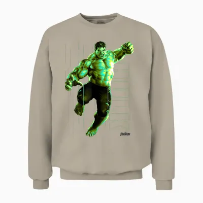 Marvel Infinity War Incredible Hulk Jump Smash Unisex Sweatshirt - Sand