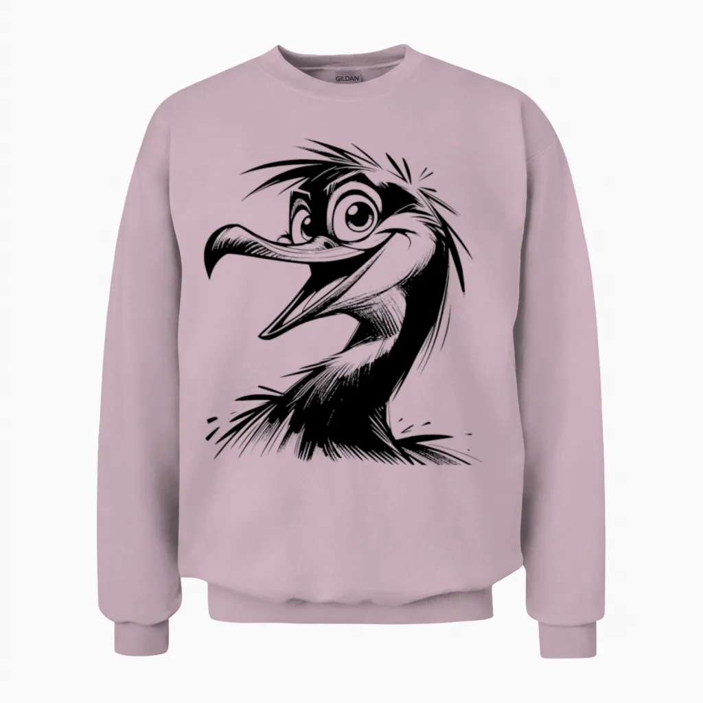 Funny Cormoran Funny Eyes Pencil Sketch Unisex Sweatshirt in Light Pink