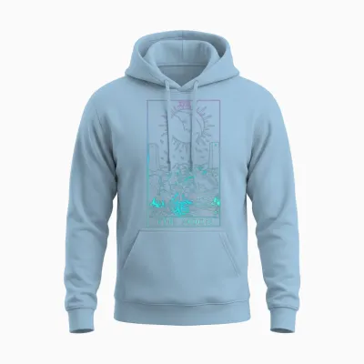 The Moon Tarot Card Rider Waite Witchy Unisex Hoodie - Light Blue