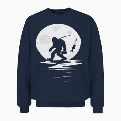 Bigfoot Fishing Funny Unisex Sweatshirt - Navy