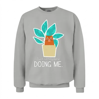 Funny Cat in a Plant Unisex Sweatshirt - Ash