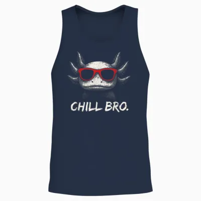 Chill Bro Funny Axolotl with Sunglasses Gamer Unisex Tank Top - Navy