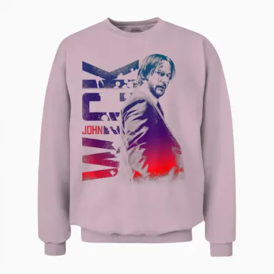 John Wick Colorful Photo with Logo Action Movie Unisex Sweatshirt - Light Pink