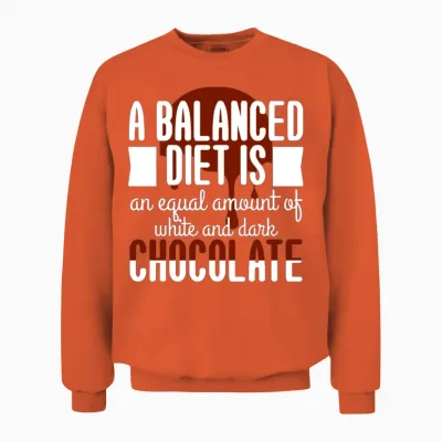 White Dark Chocolate Balanced Diet Unisex Sweatshirt - Orange