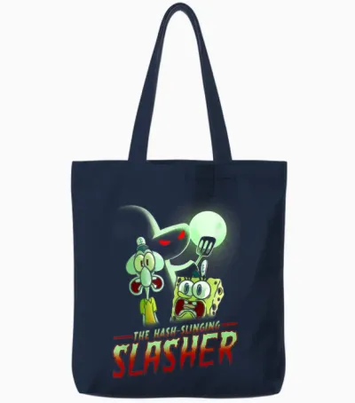 Spongebob Squarepants the Hash Slinging Slasher Spooky Tote Bags - Navy
